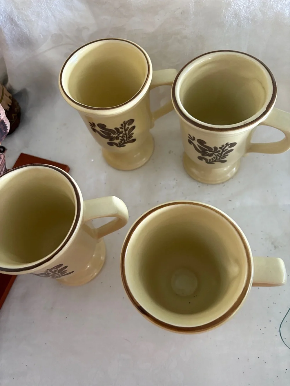 VILLAGE Stoneware PFALTZGRAFF Pedestal Cups Chocolate Mugs